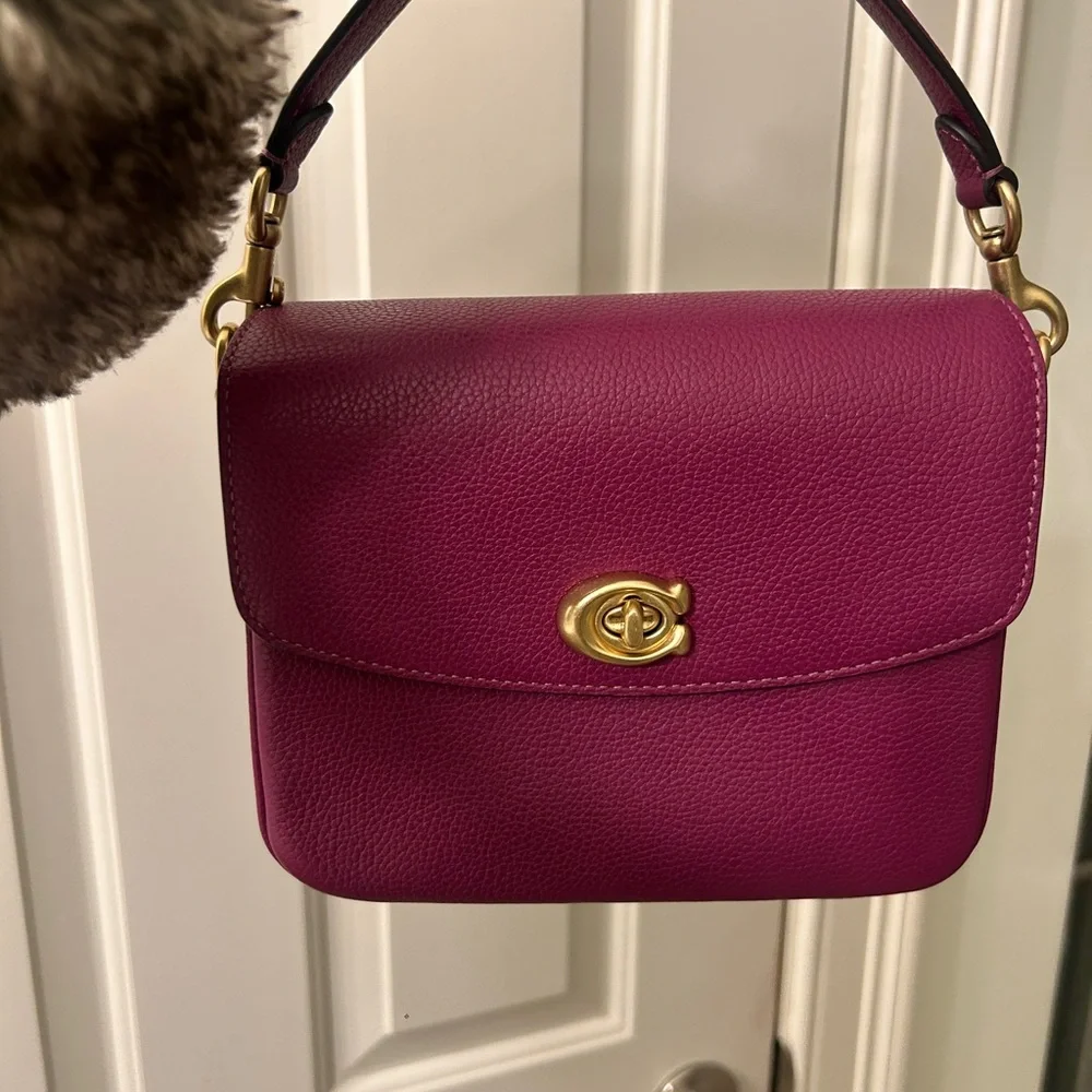 Coach Cassie Magenta Purple Pink Leather Crossbody Bag - Multiple Straps, Chain - Picture 2 of 11